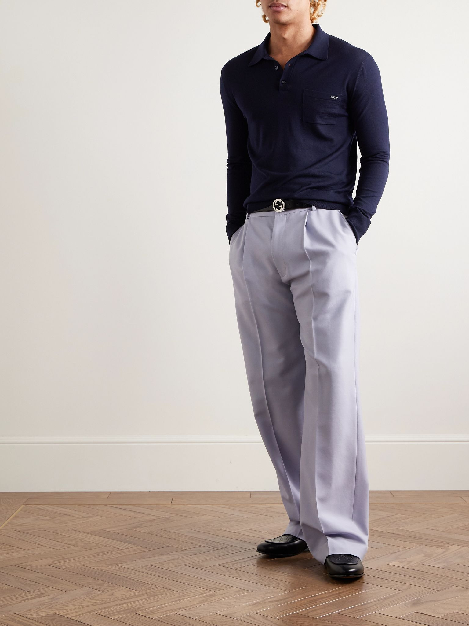 Slim-Fit Wool Polo Shirt Blue - 2
