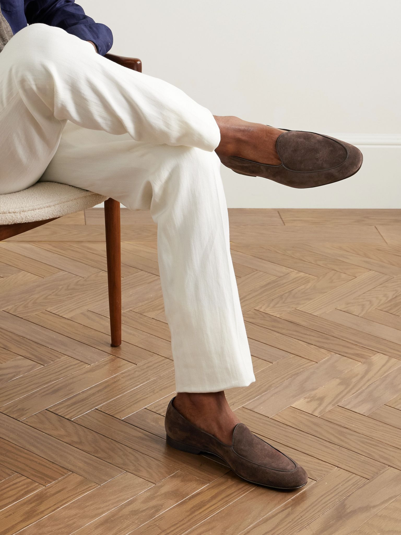 Modena Leather-Trimmed Suede Loafers Dark brown - 2