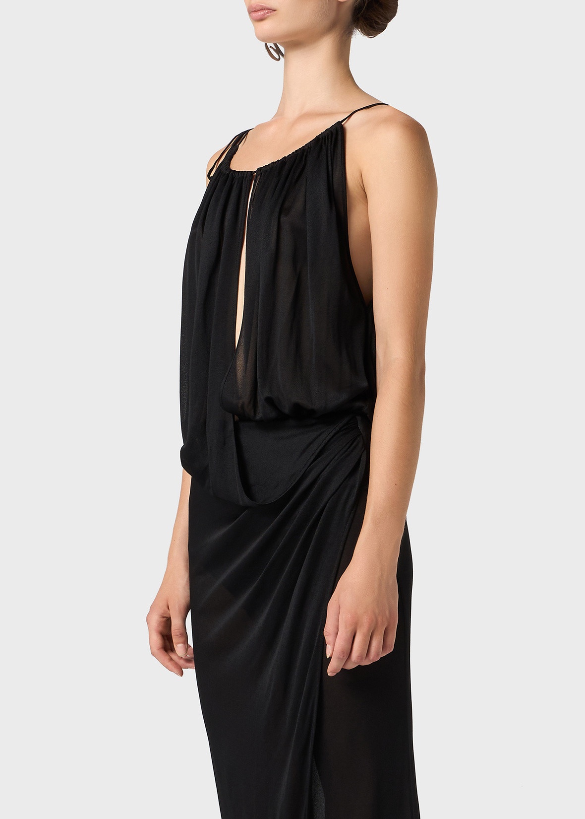 JERSEY LONG DRESS WITH DRAPES - 5