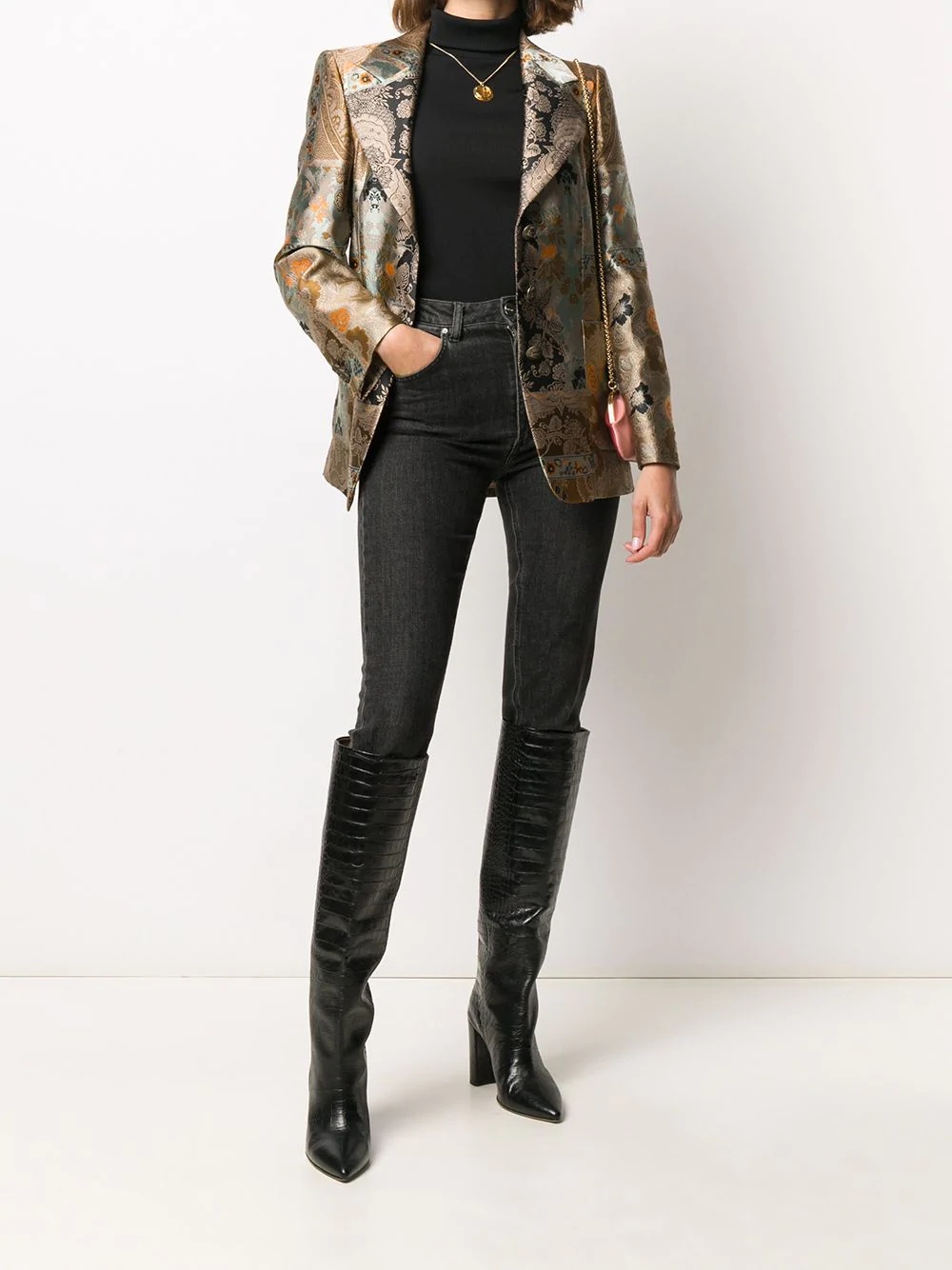 patchwork jacquard jacket - 2