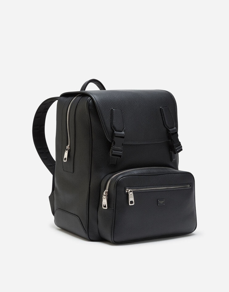 Dolce & Gabbana Palermo backpack in hammered calfskin with branded plate outlook