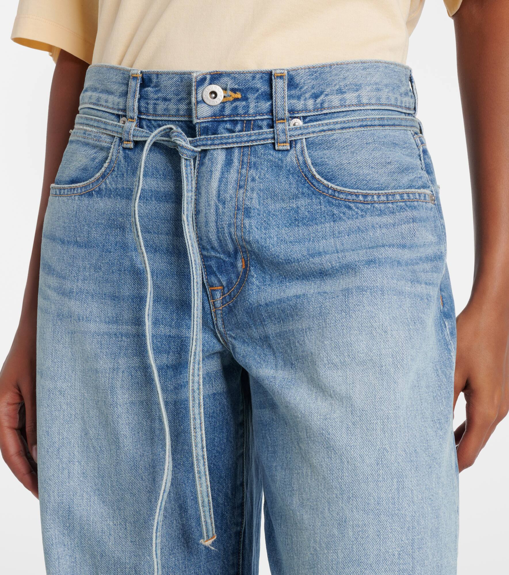 Hailey belted mid-rise barrel-leg jeans - 4