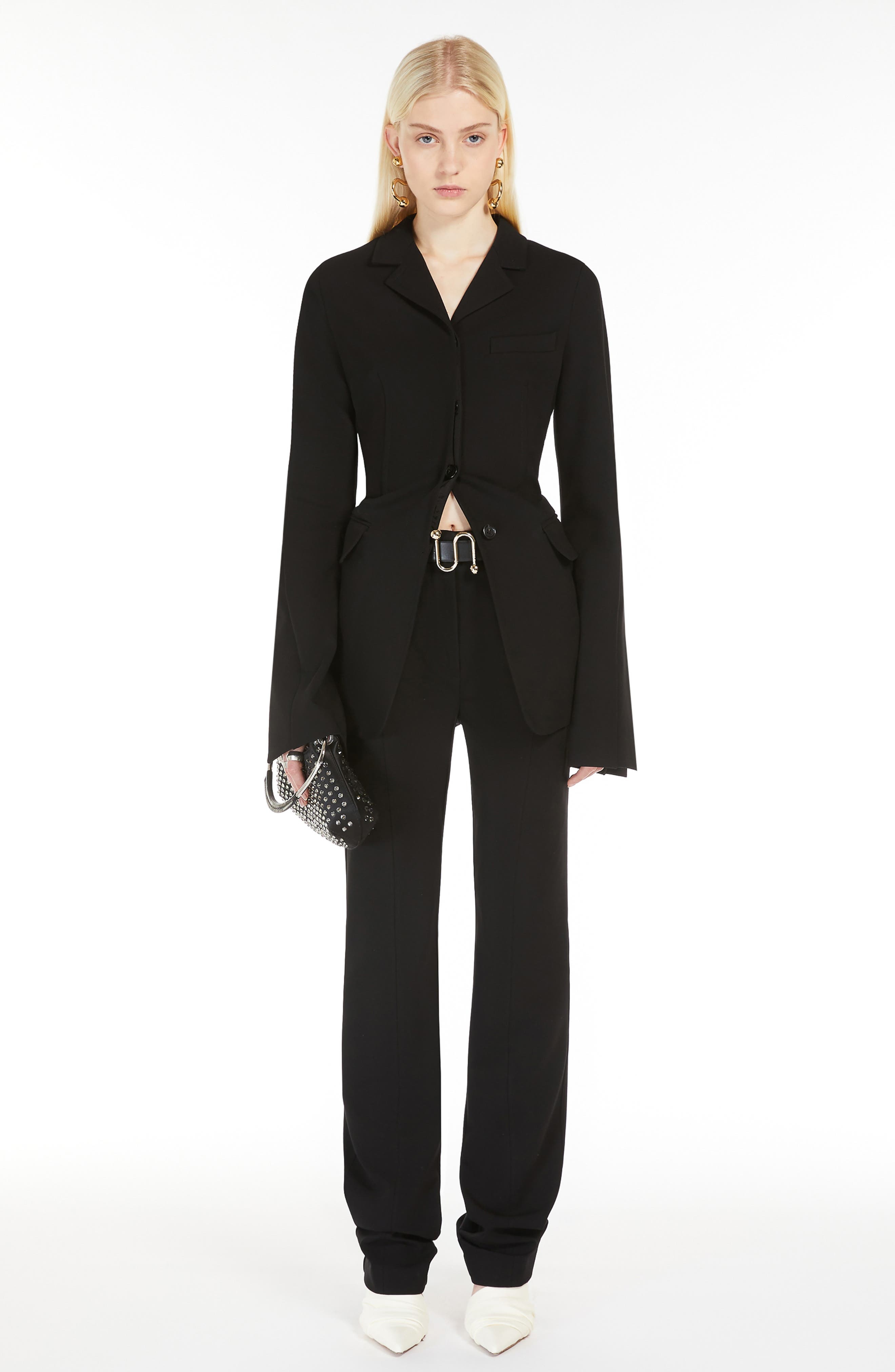 SPORTMAX Cabreo Crepe Jersey Blazer in Black at Nordstrom - 5