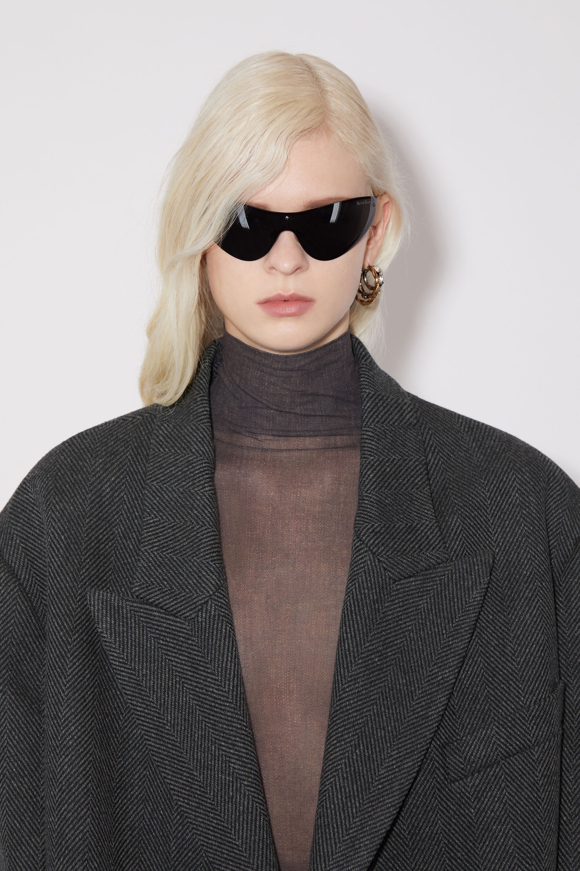 Double-breasted wool jacket - Grey/black - 5