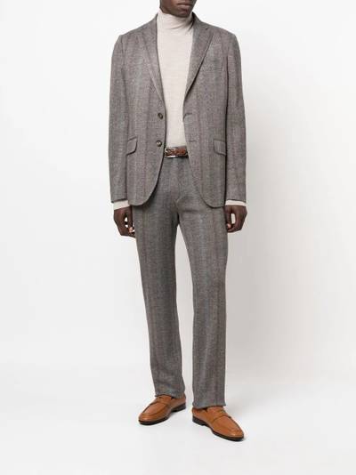 Etro tonal-striped herringbone trousers outlook