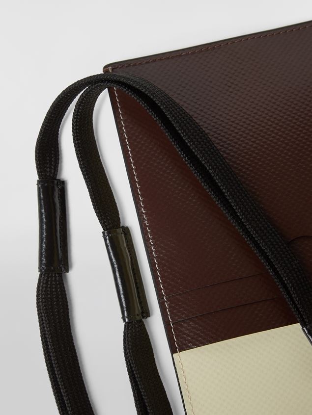 BI-COLOURED GREY AND BROWN PVC MOBILE POUCH - 5