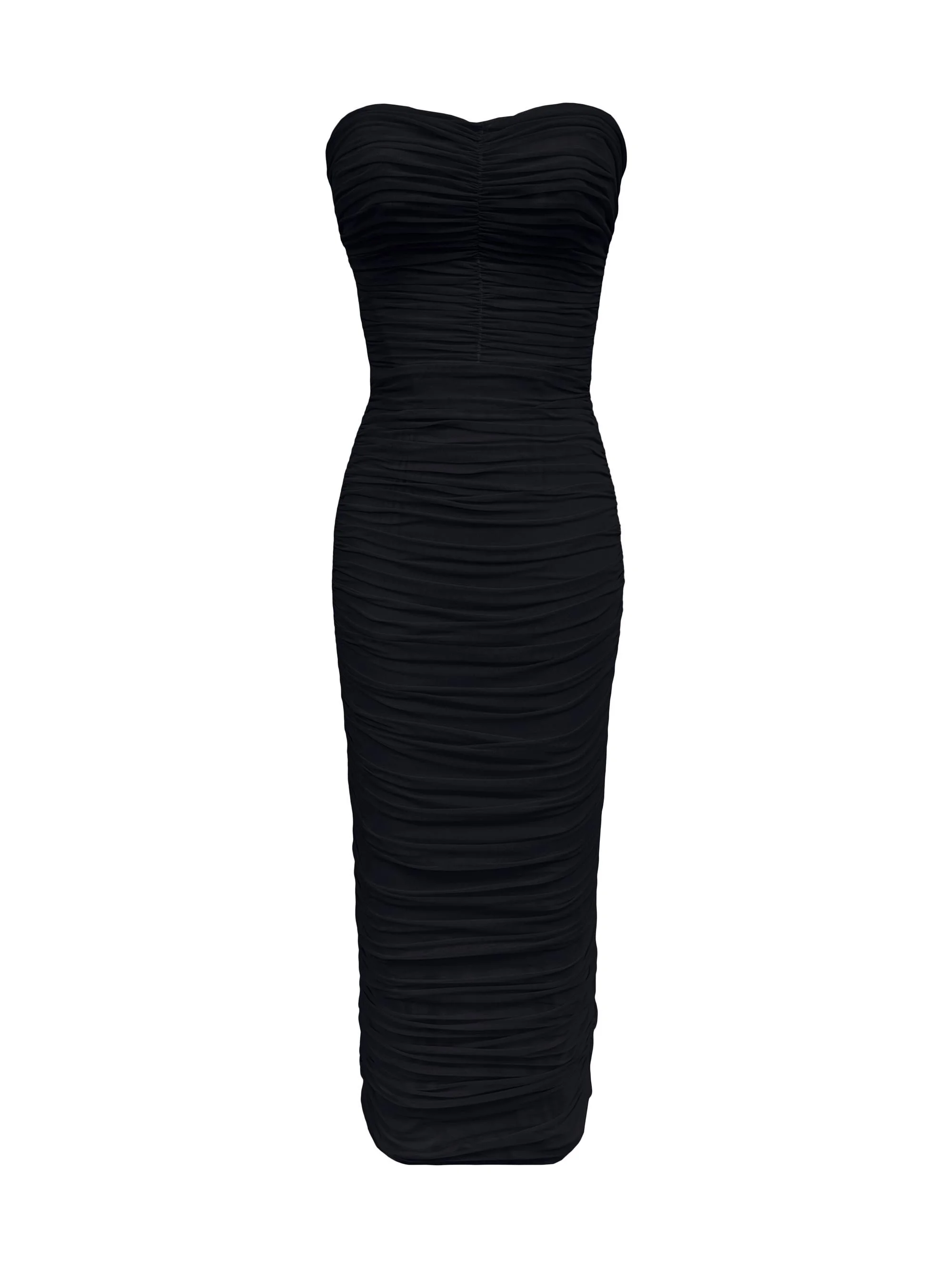 Women's Heather Ruched Midi-Dress - Black - 1