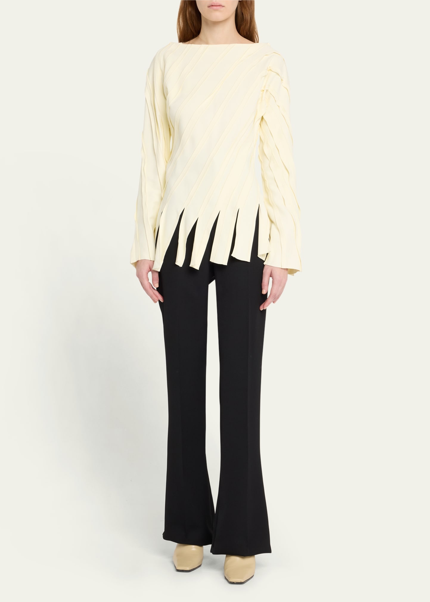 Wool Twill Flare Trousers - 2