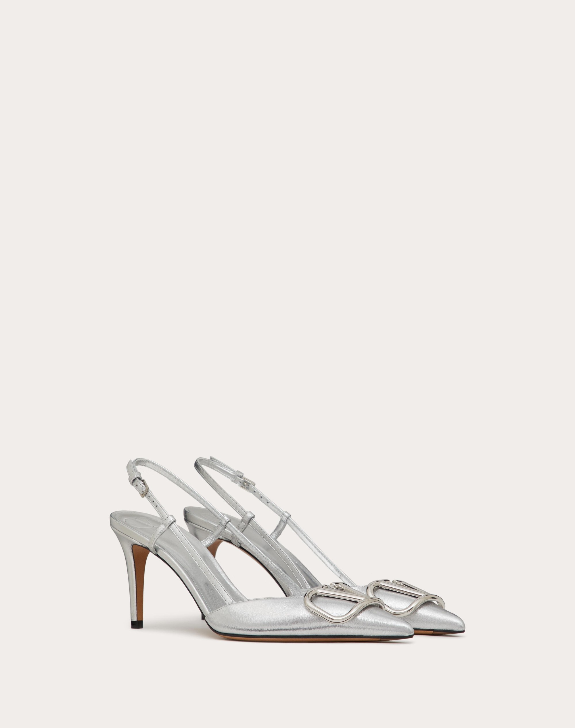 VLOGO SIGNATURE SLINGBACK PUMP IN LAMINATED NAPPA LEATHER 80MM - 2