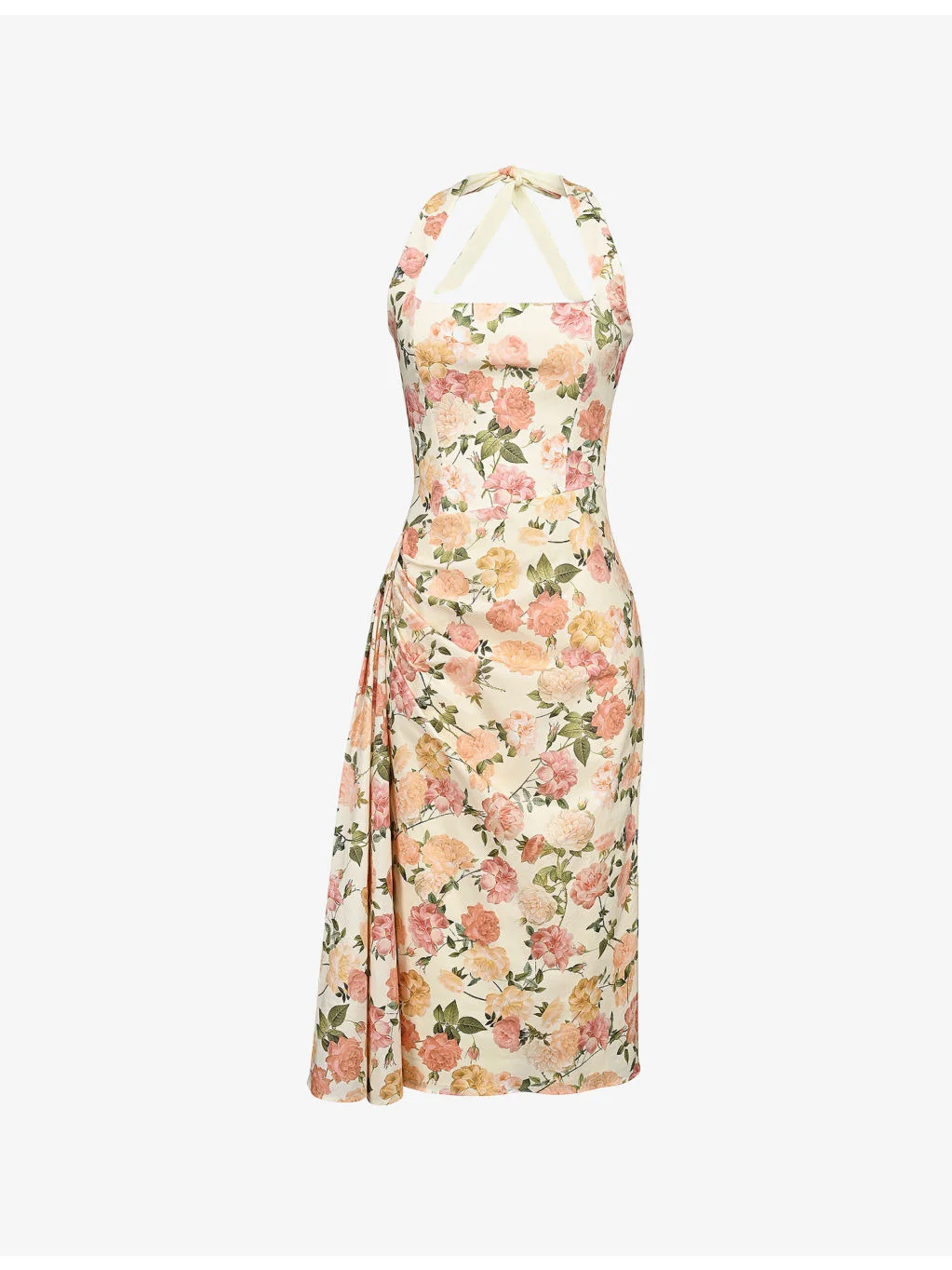 Tallulah Floral-Print Halterneck Stretch-Cotton Midi Dress - 1
