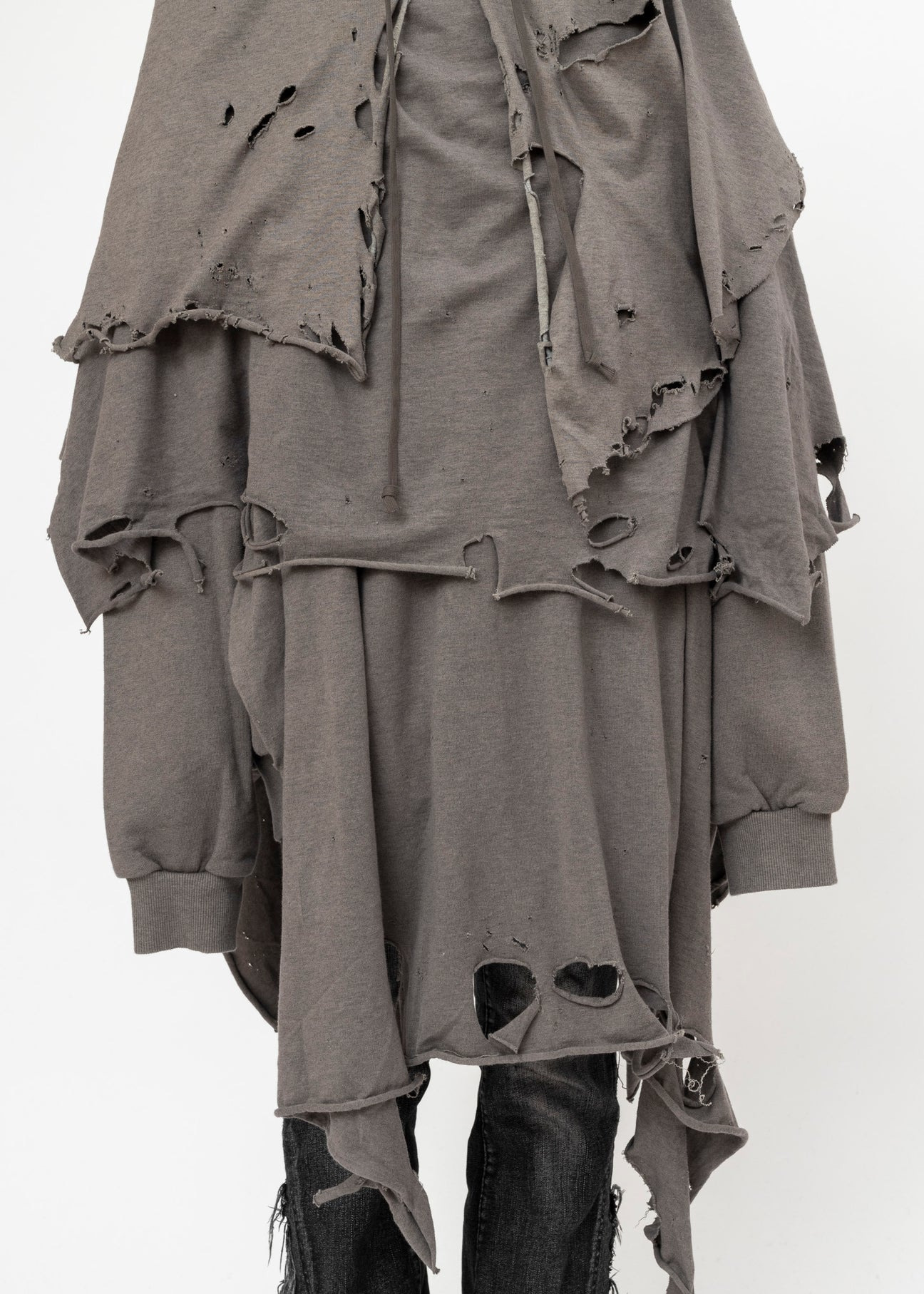 GREY DOUBLET PHANTOM FRAYED HOODIE - 4