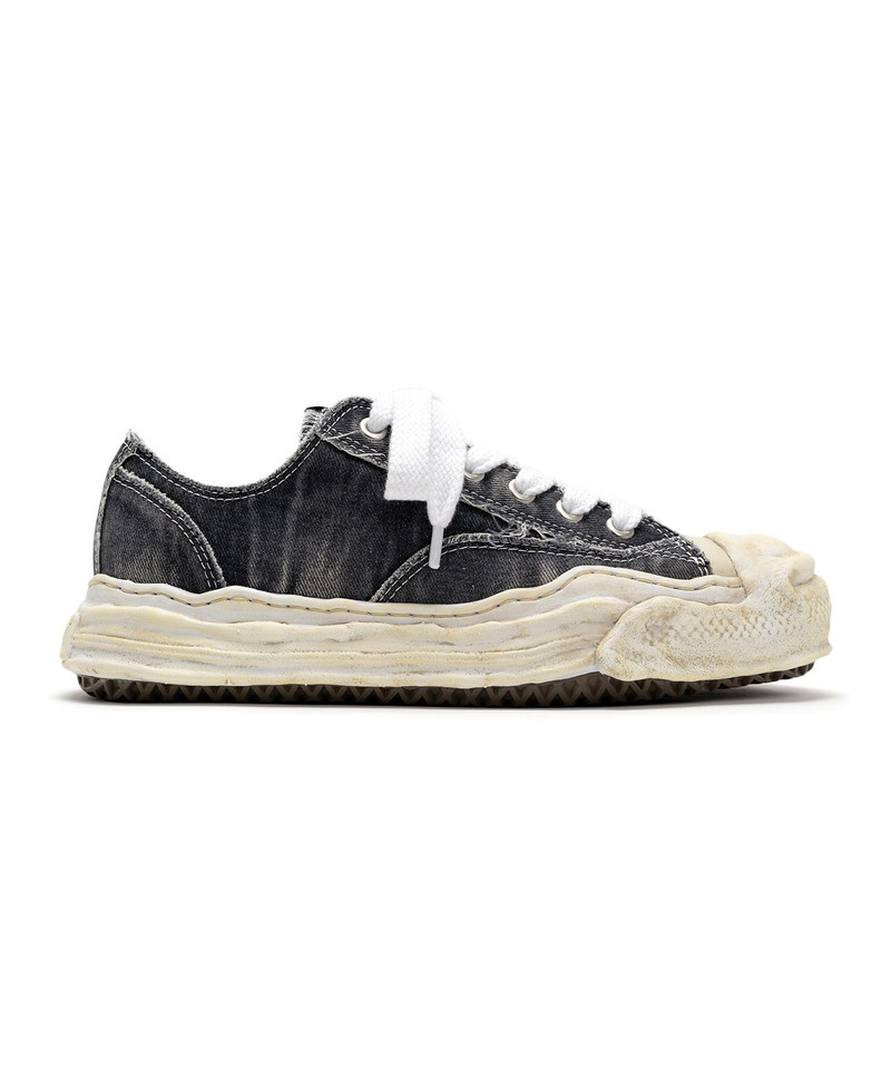 "HANK" OG Sole Bleach-Wash Denim Canvas Low-top Sneaker 5