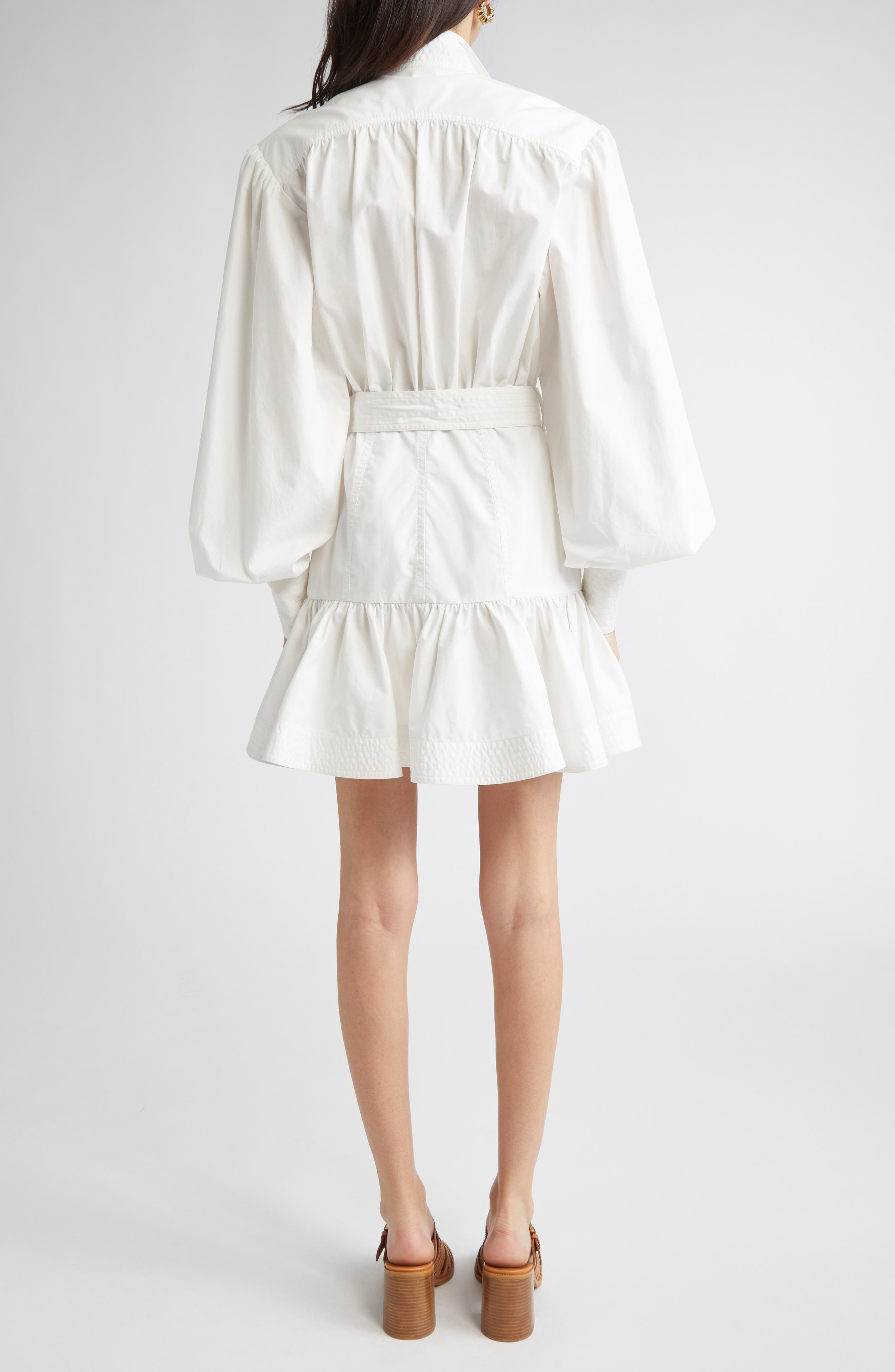 Zimmermann Belted Long Sleeve Cotton Utility Minidress in Ivory at Nordstrom - 2