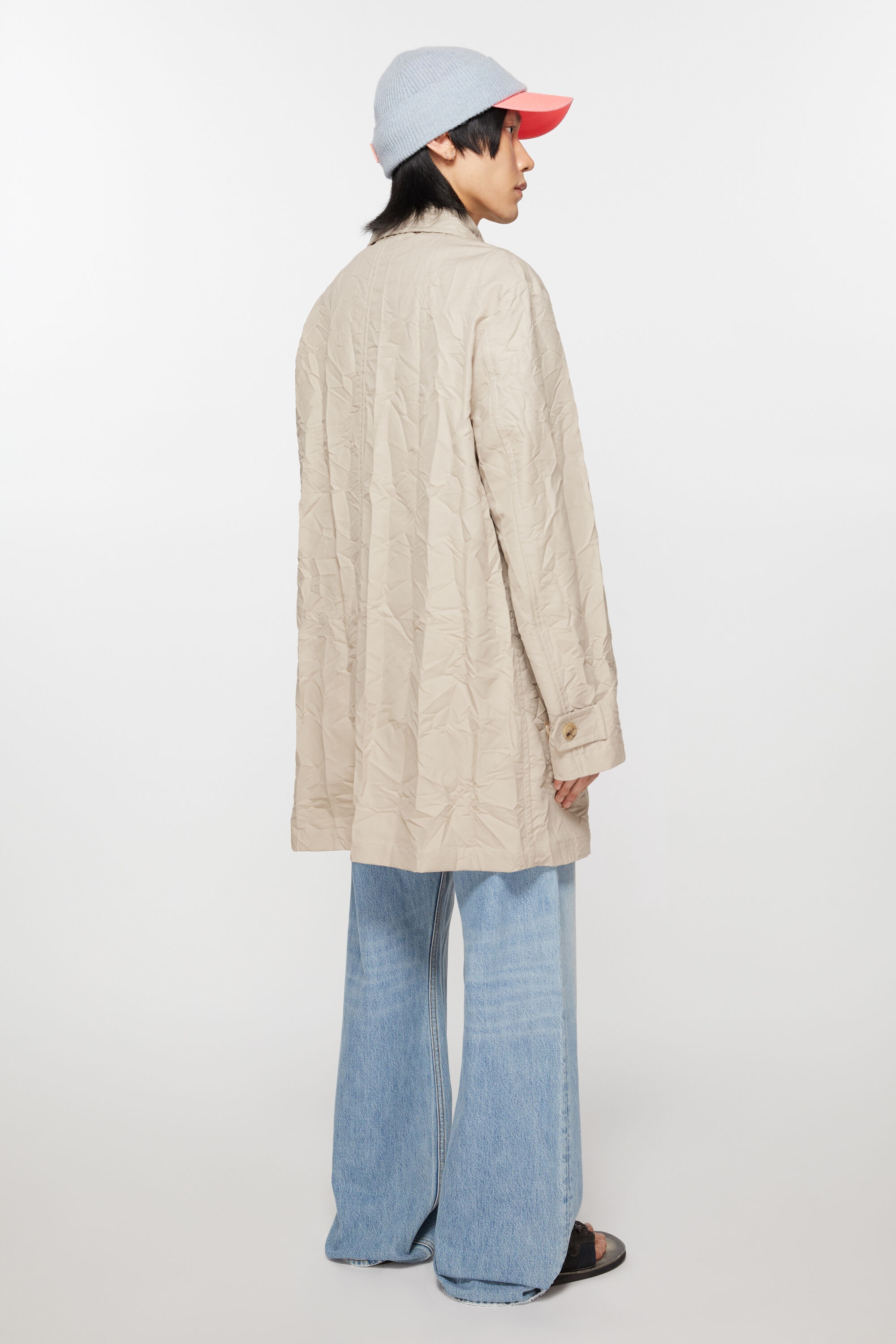 Crinkled trench coat - Light beige - 4