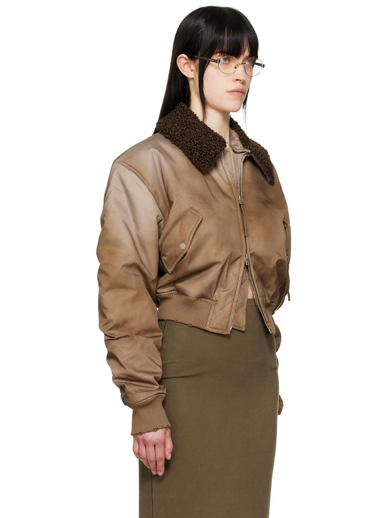 Acne Studios Beige Furry Collar Bomber Jacket outlook