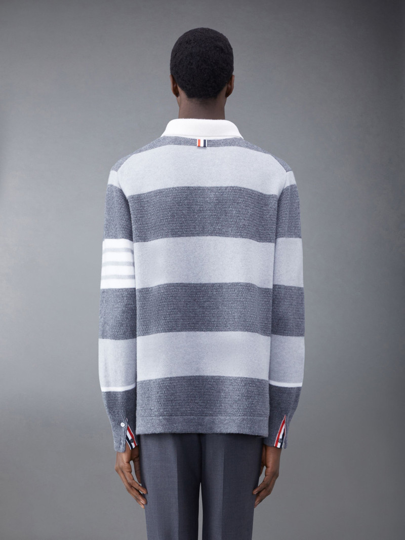 Thom Browne Rugby Stripe Merino 4-Bar Long Sleeve Polo outlook