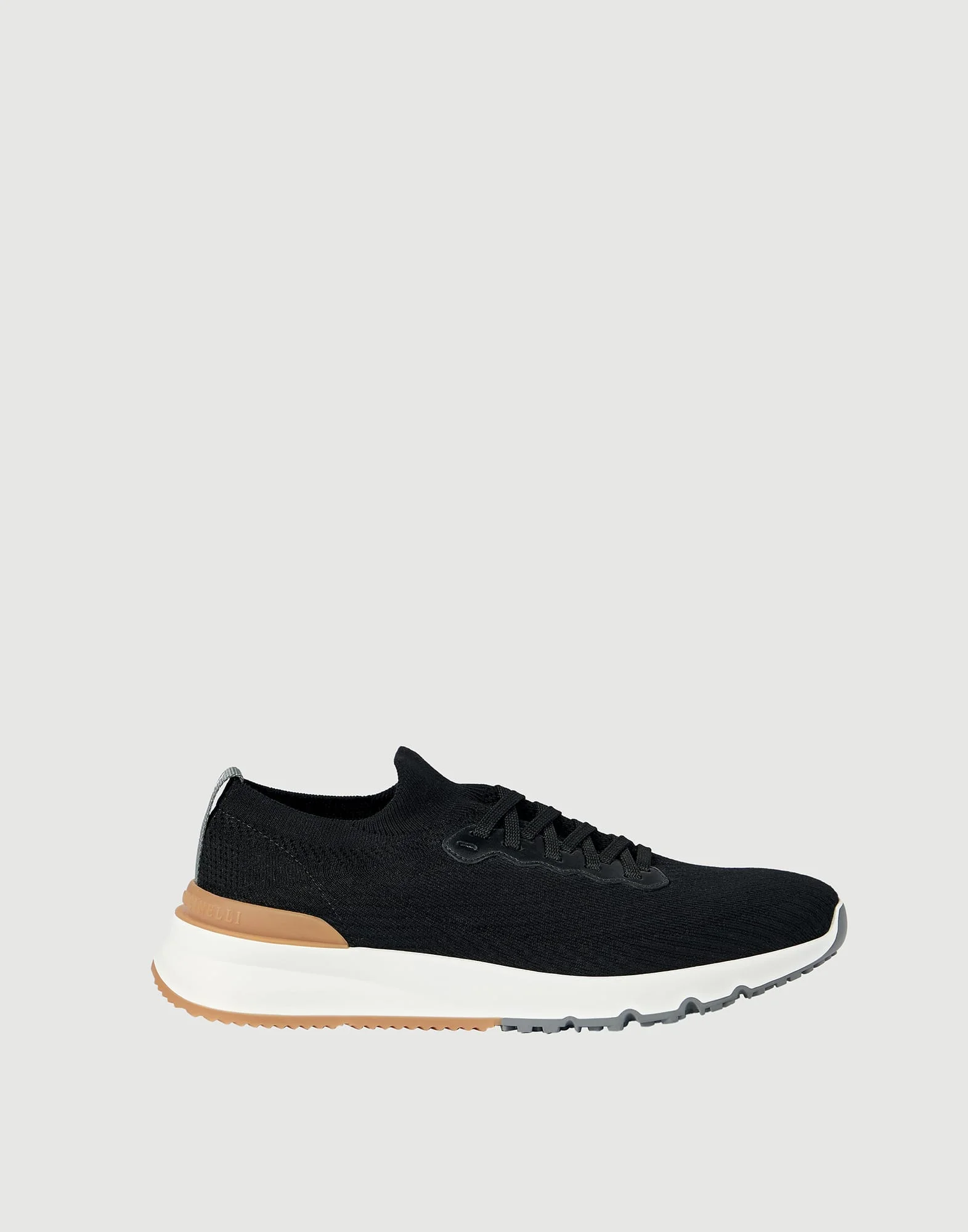 Cotton knit and semi-polished calfskin runners - 1