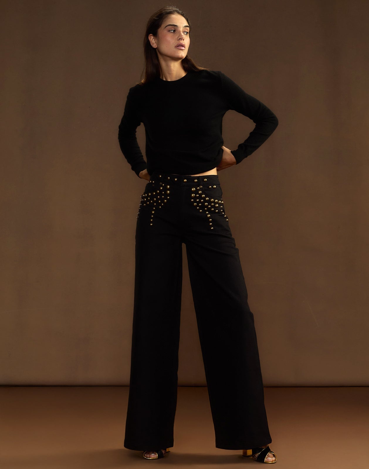 Serena Studded Wide Leg Jeans - 1