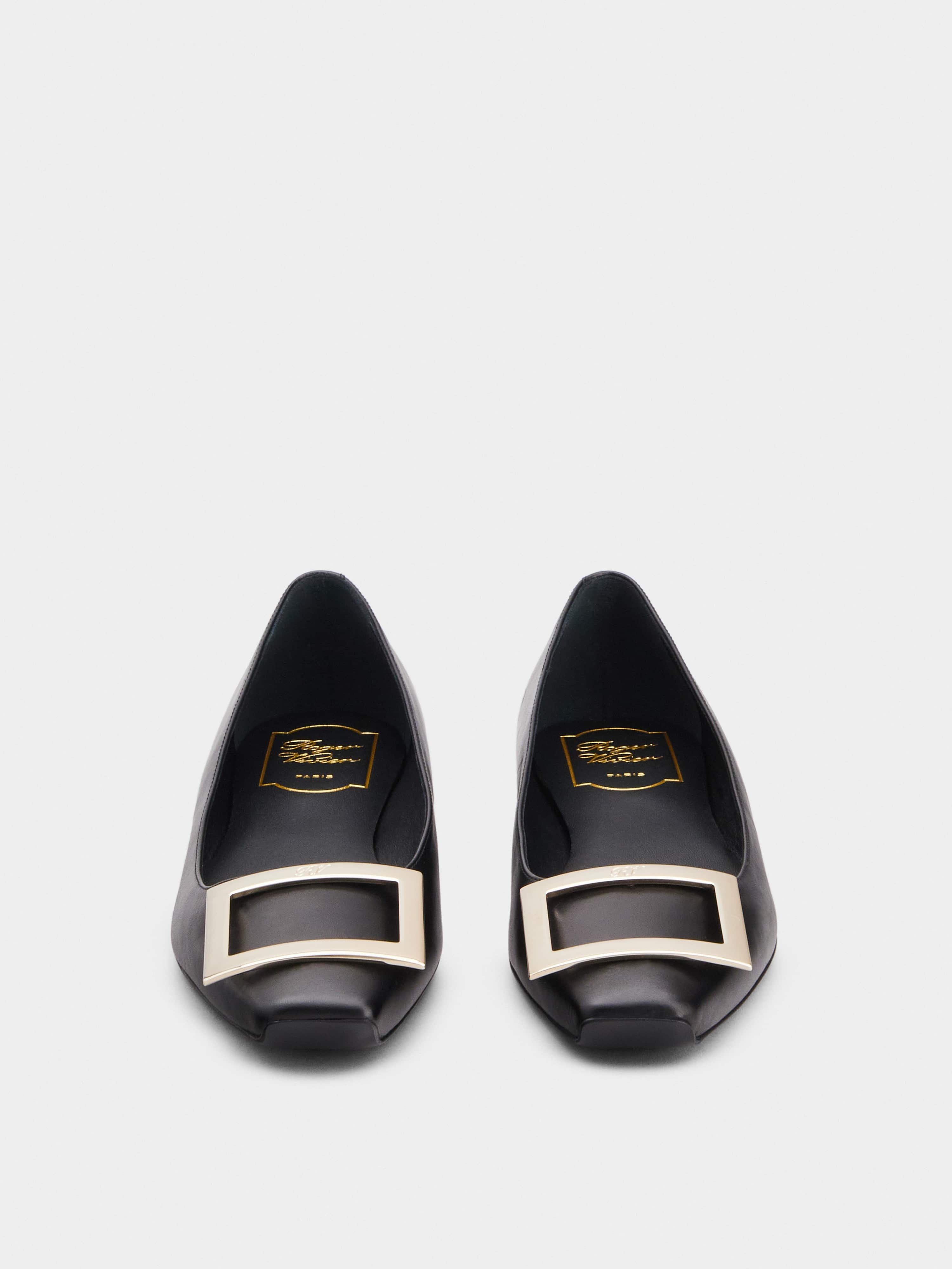Trompette Metal Buckle Ballerinas in Leather - 7