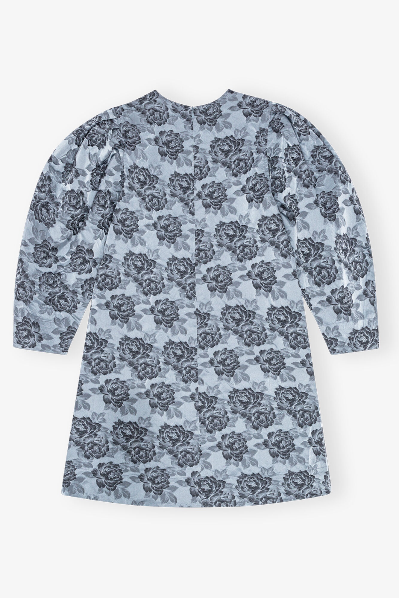 BLUE FLORAL JACQUARD A-LINE MINI DRESS - 7