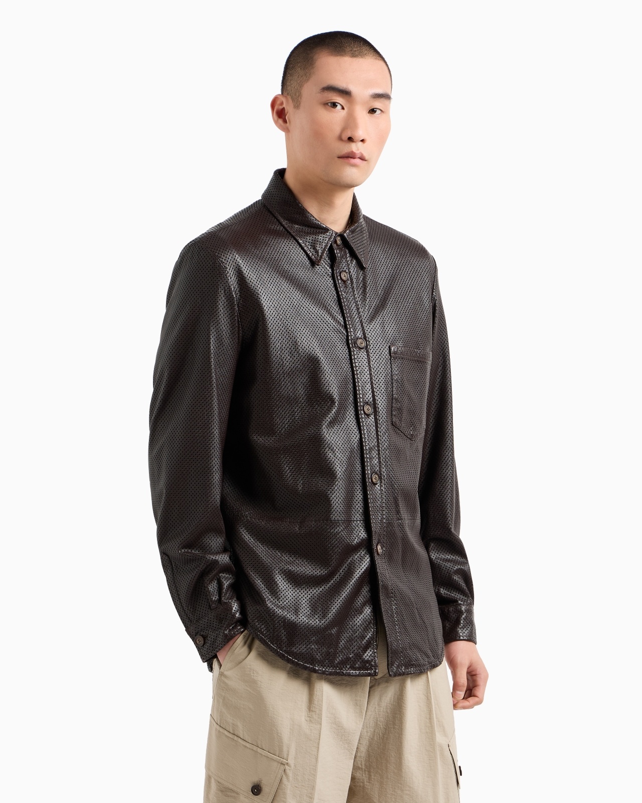 PERFORATED NAPPA-LEATHER SHIRT JACKET - 4