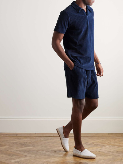 Oliver Spencer Weston Straight-Leg Ribbed Organic Cotton-Blend Terry Drawstring Shorts outlook