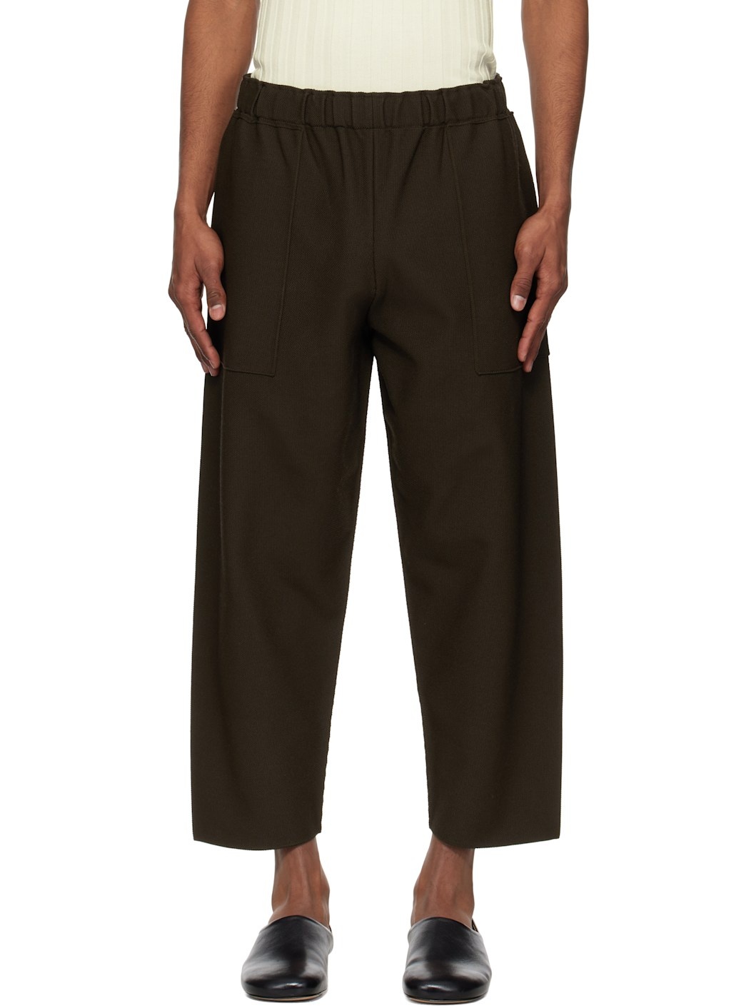 Brown Inlaid Knit Sweatpants - 1