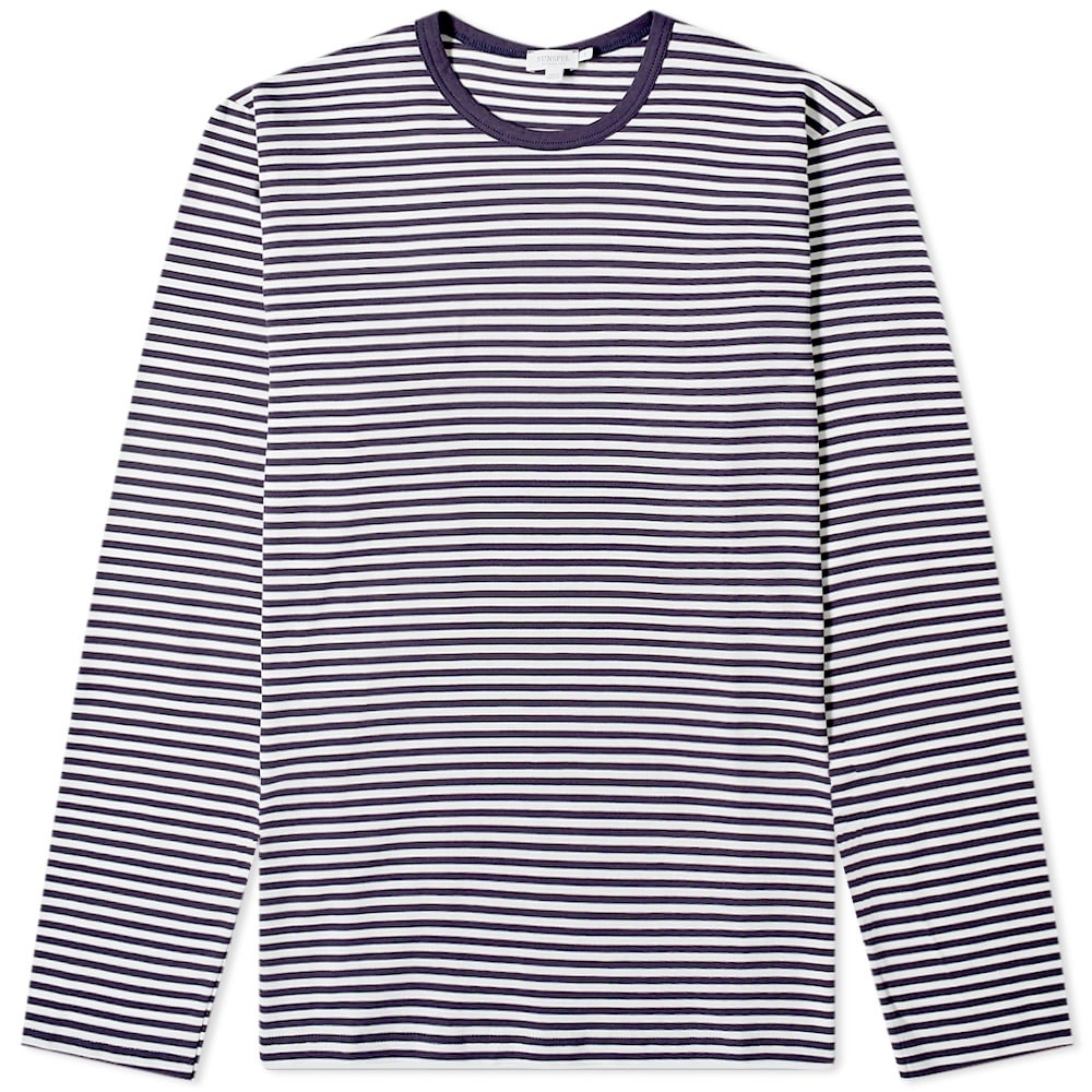 Sunspel Long Sleeve English Stripe Tee - 1