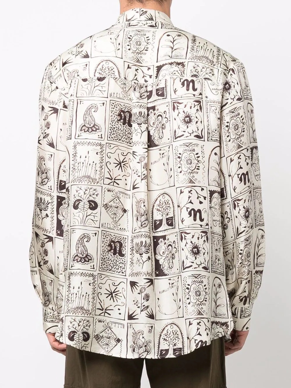 sketch-print long-sleeve silk shirt - 4