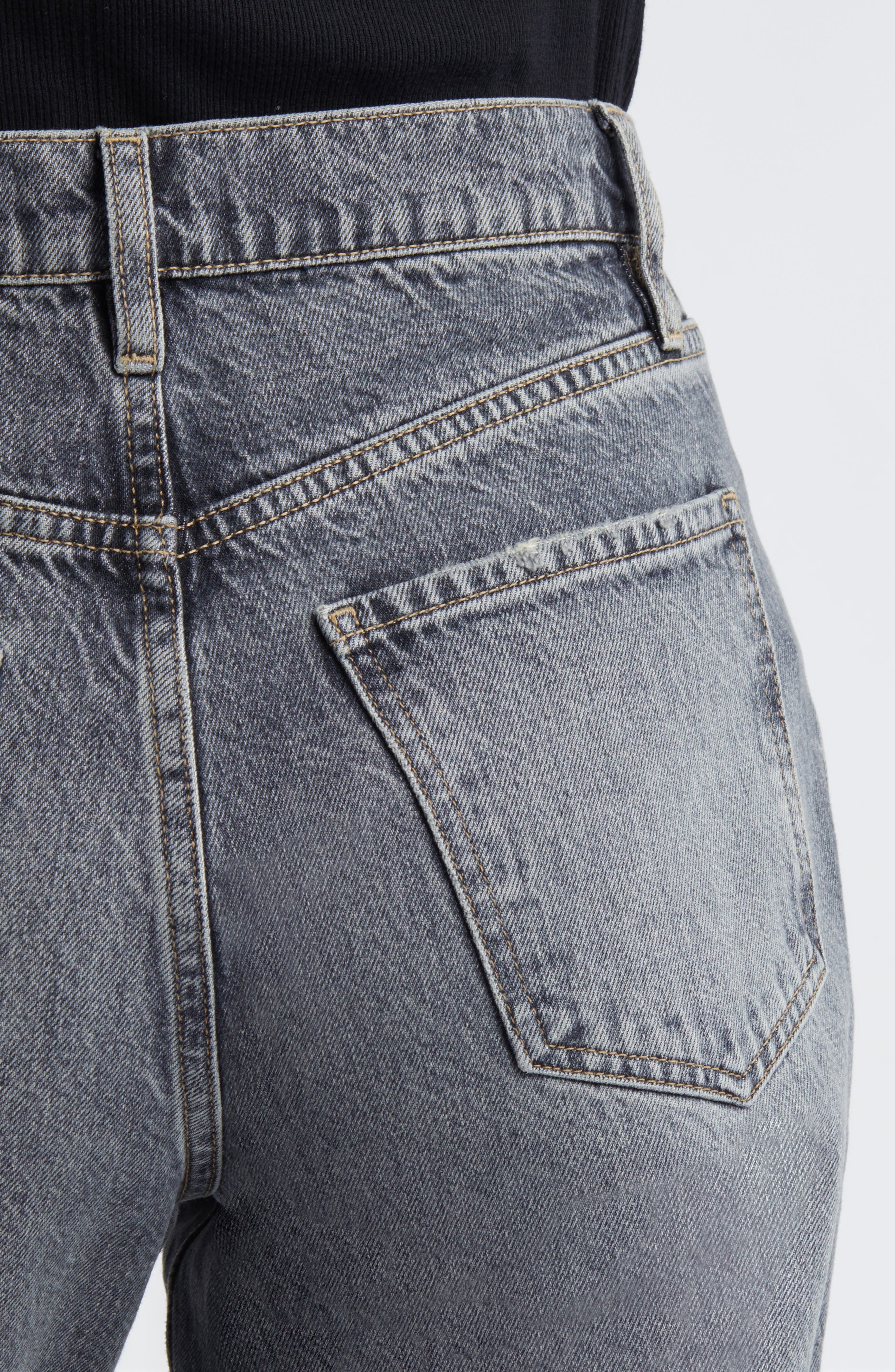 Le Jane Raw Hem High Waist Ankle Wide Leg Jeans - 4