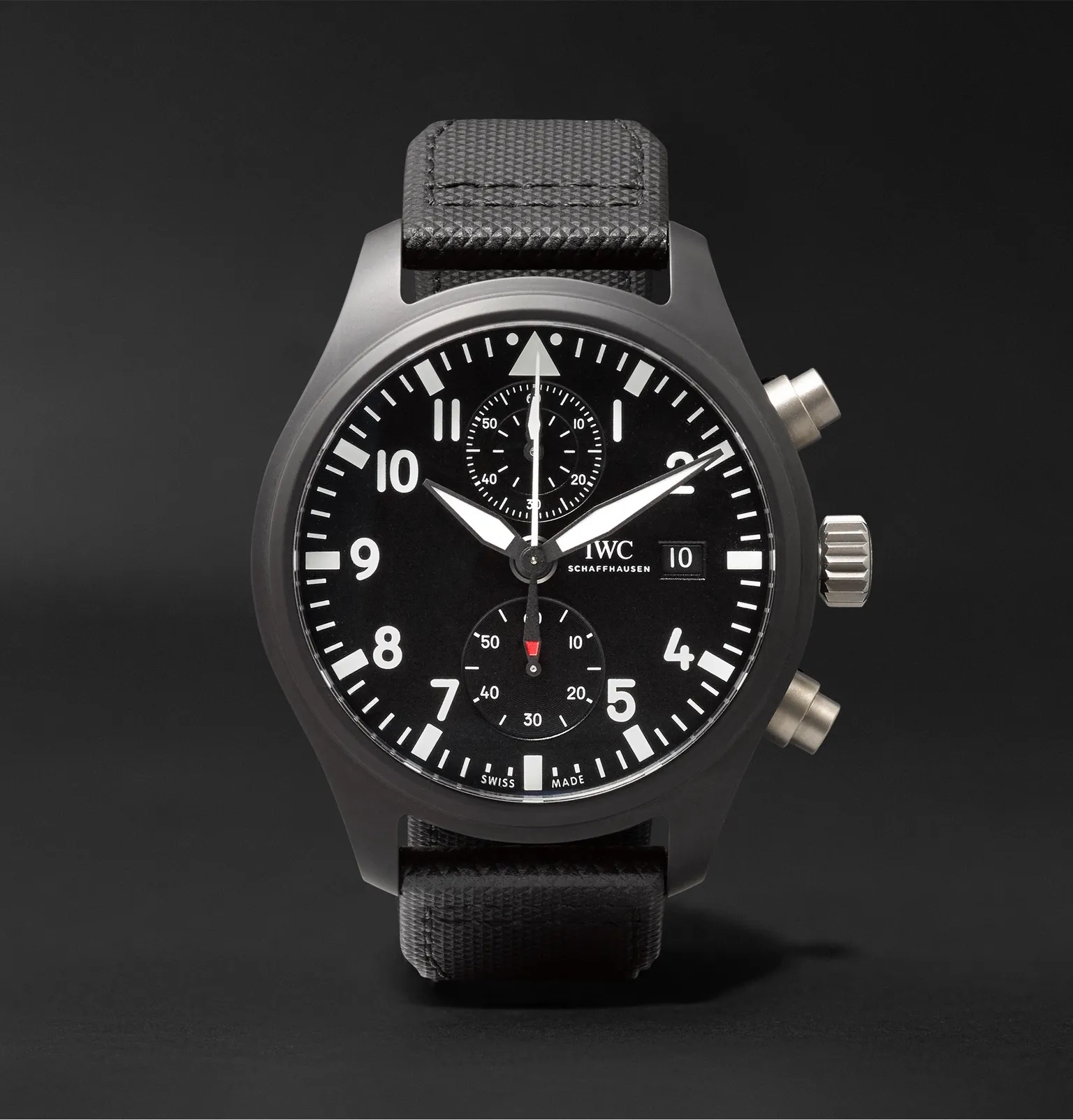 Pilot's TOP GUN Automatic Chronograph 44mm Ceramic and Leather Watch, Ref. No. IW389001 - 1