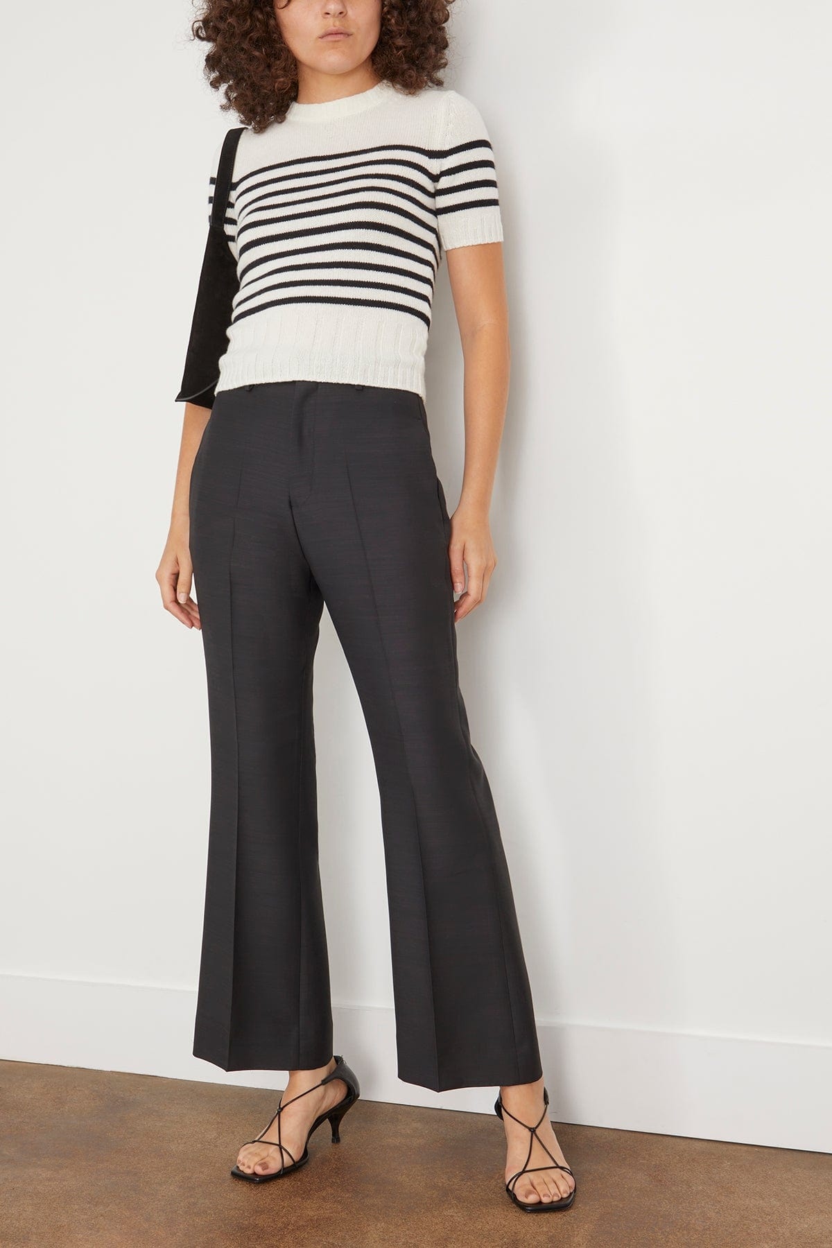 Credo Cropped Bootcut Woven Trouser in Black - 2