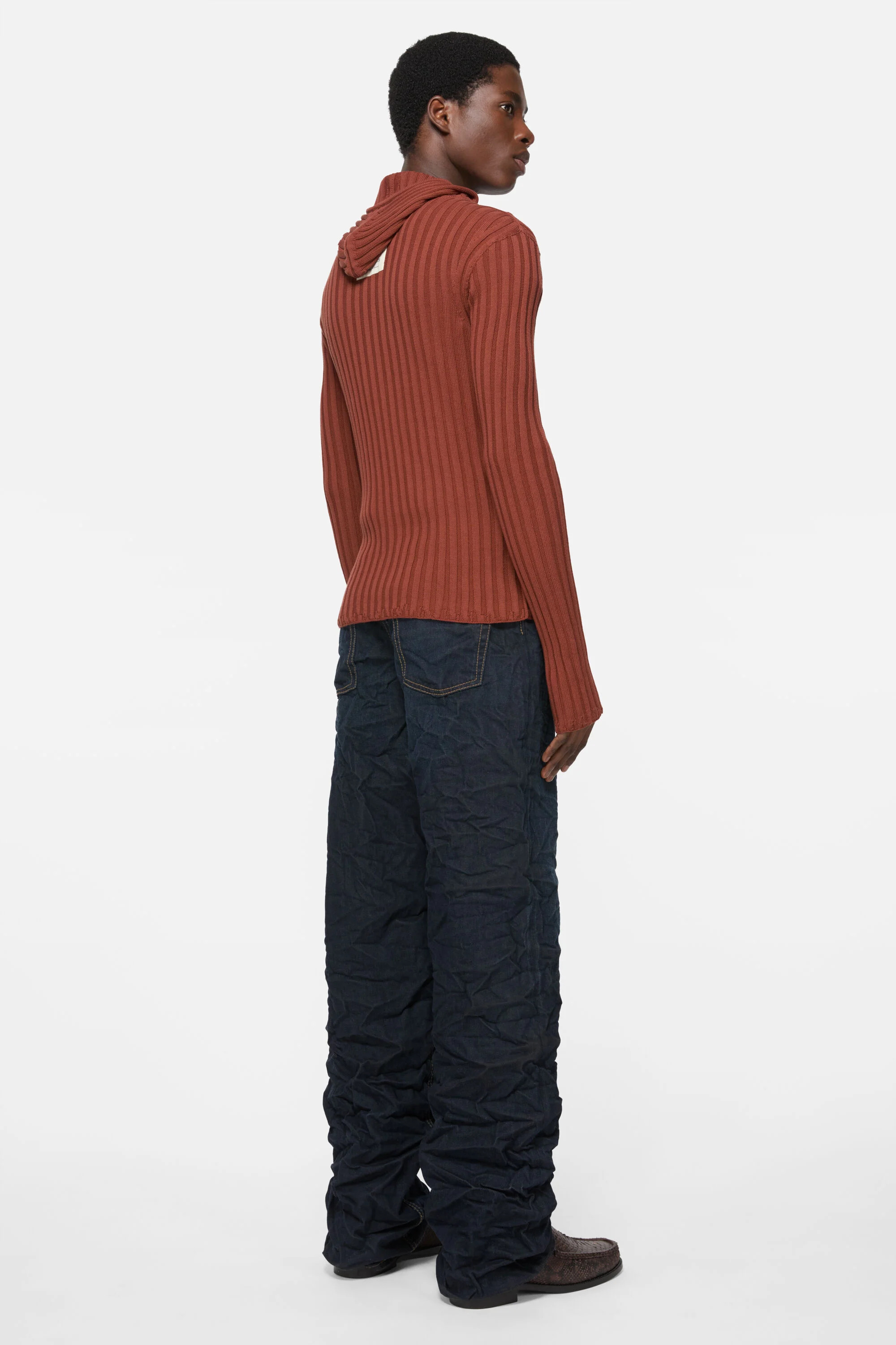 Zip-up hooded cardigan - Terracotta red - 3