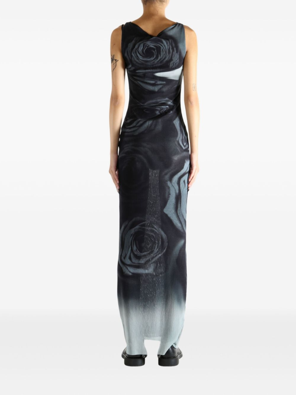 rose-print sleeveless maxi dress - 4