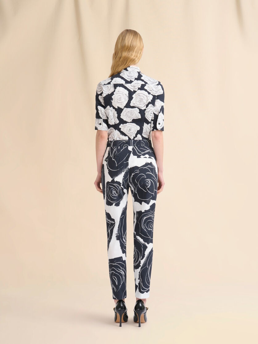 WHITE POPLIN CAPRI TROUSERS WITH CYBELE PRINT - 3