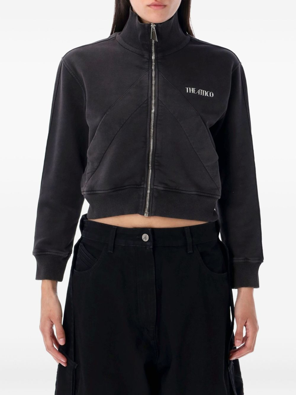 zip-front panelled fleece top - 1