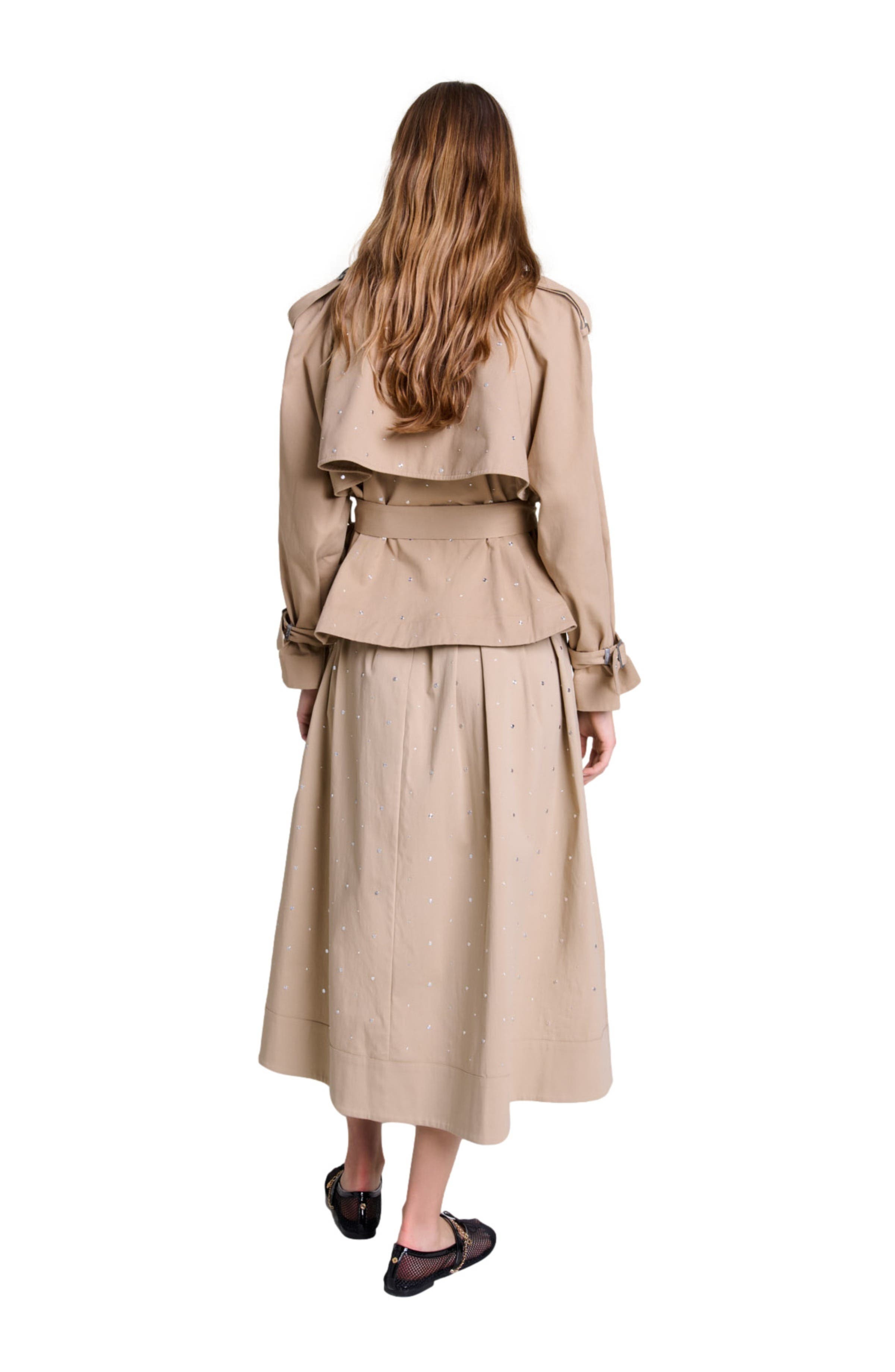 maje Short studded trench coat in Beige at Nordstrom - 2