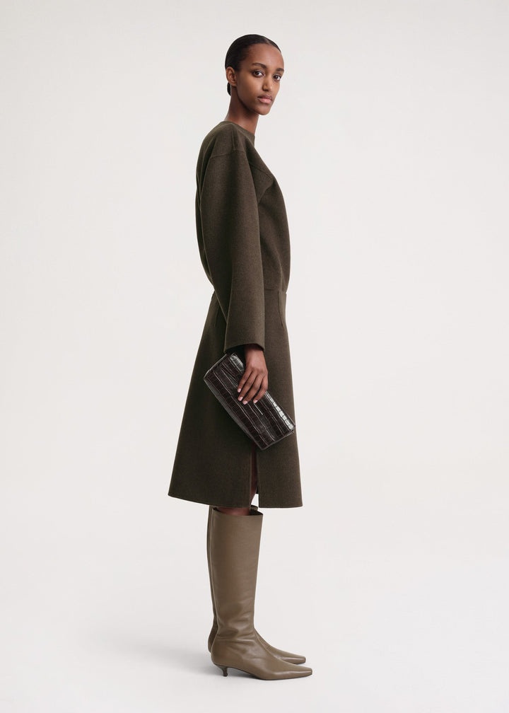 Side-split doublé skirt chocolate mélange - 3