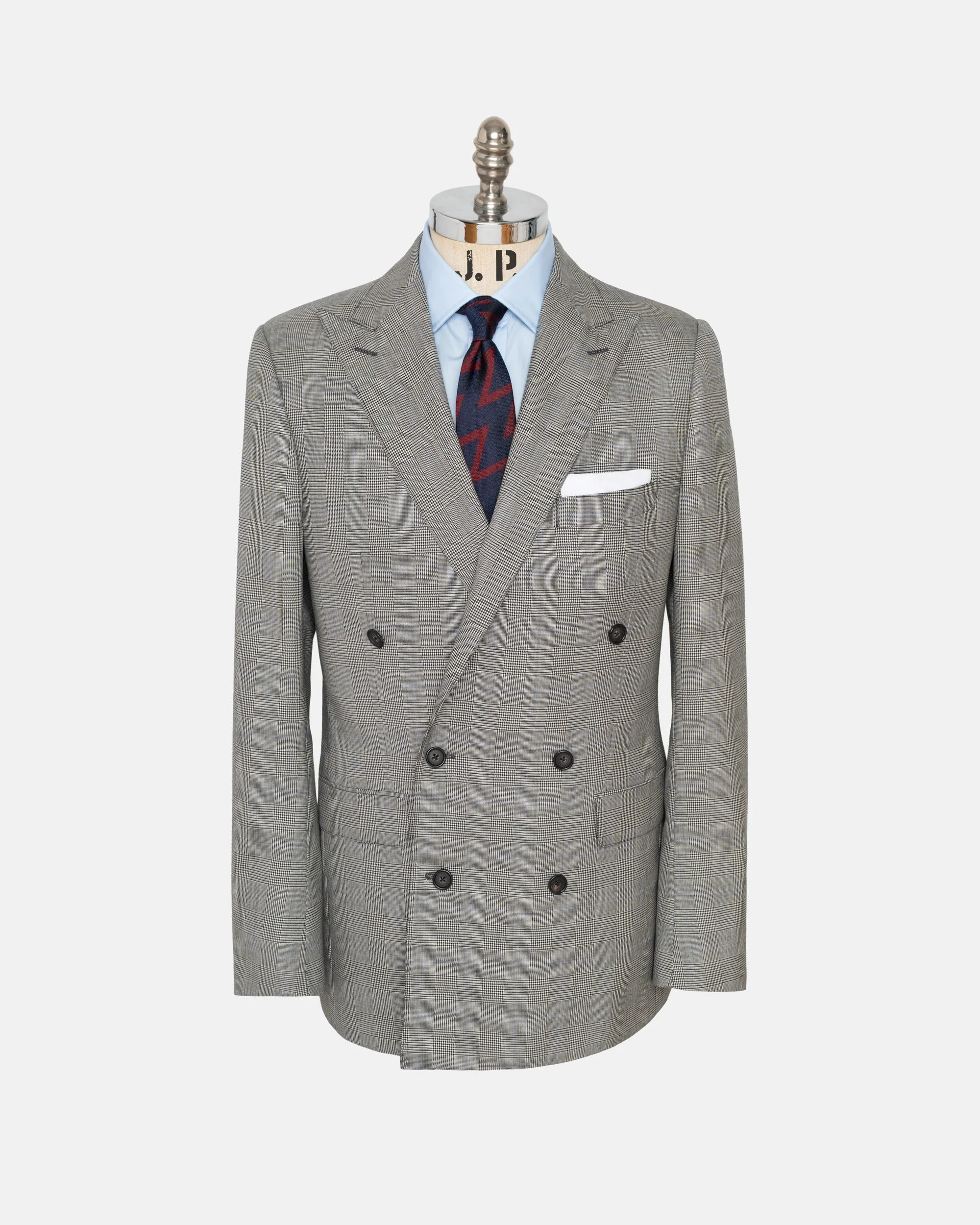 MADE-IN-USA BLACK & WHITE GLEN PLAID DOUBLE-BREASTED SUIT - 1