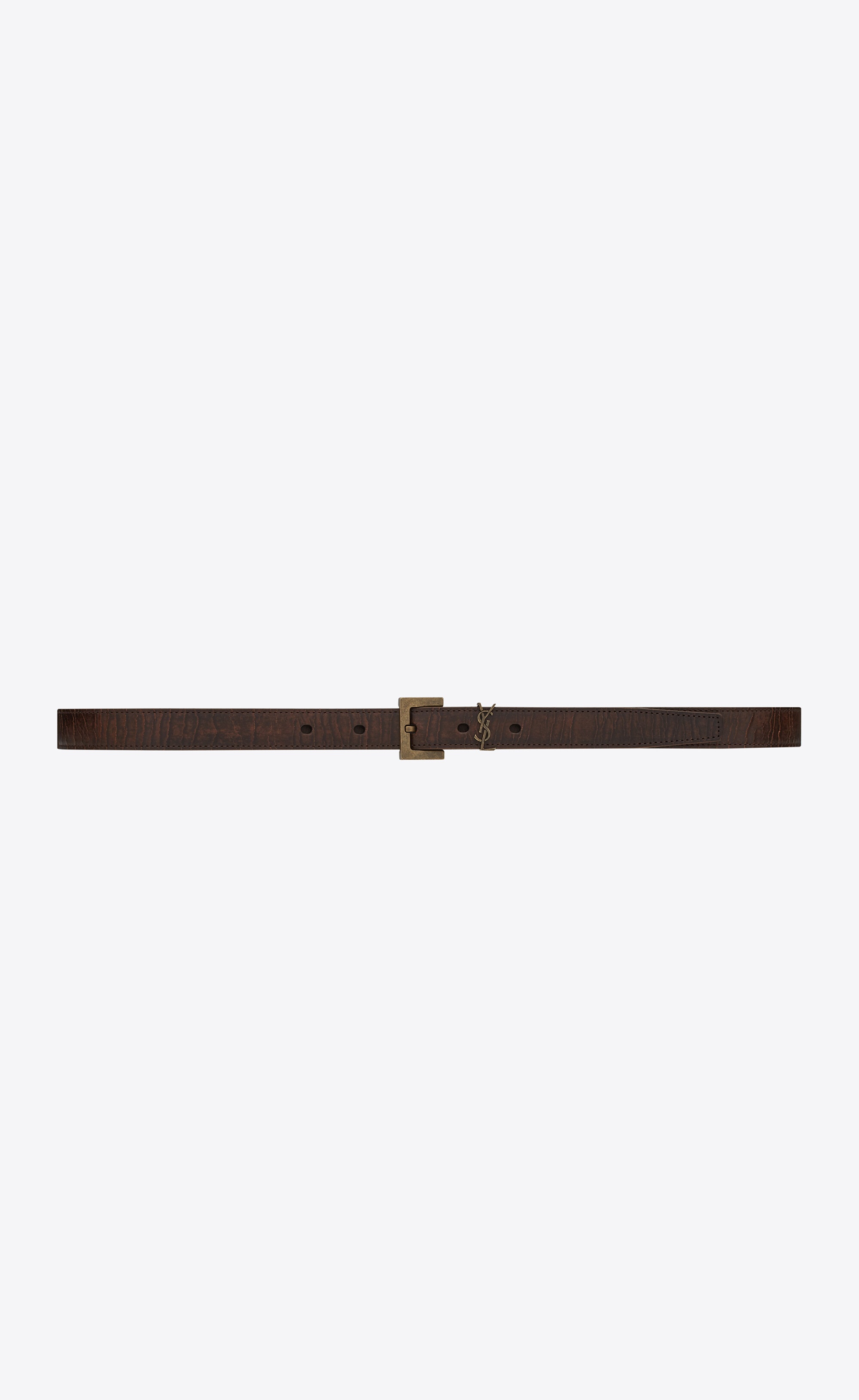 narrow monogram belt in crackled leather - 1