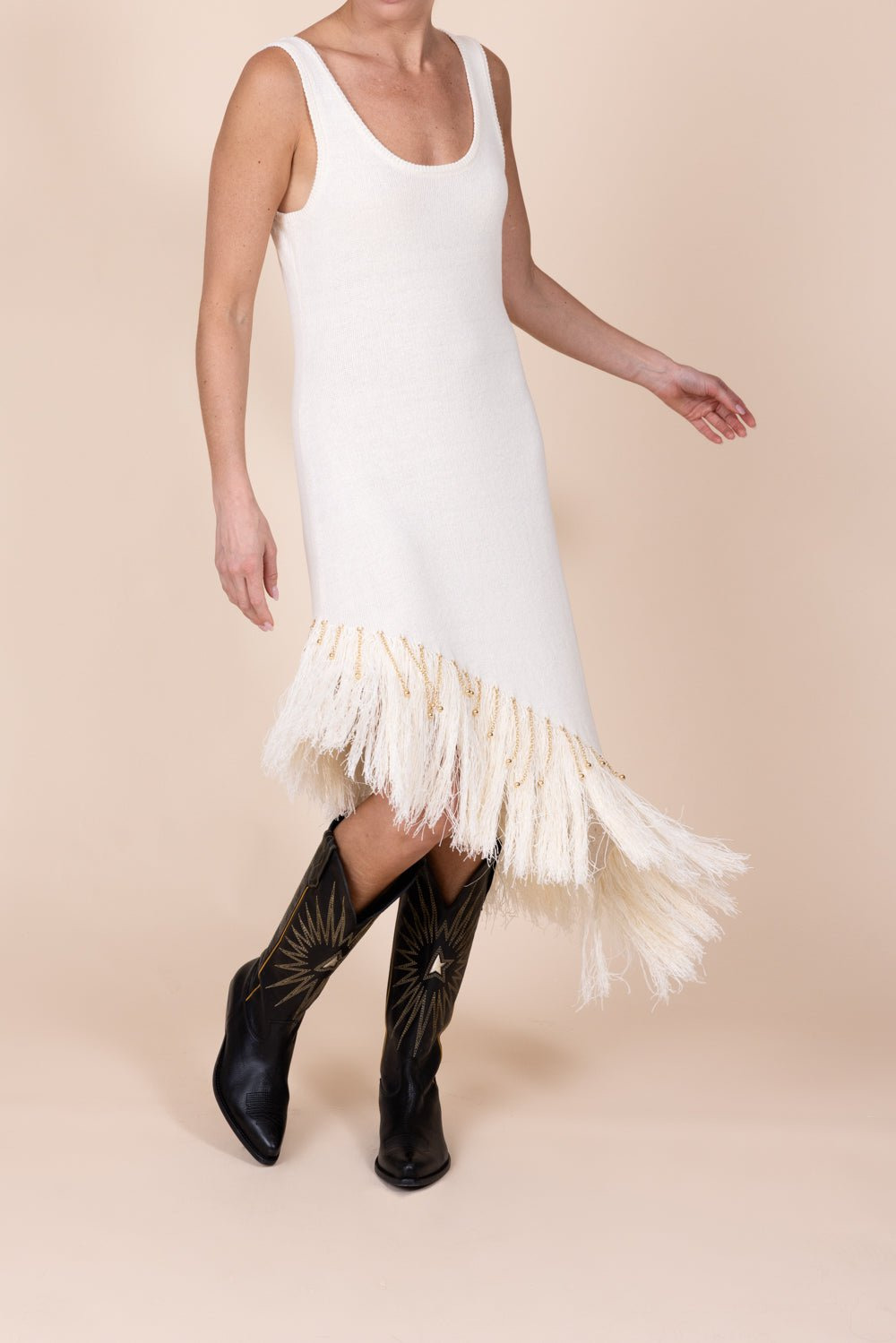 Beaded Feather Asym Dress - 2
