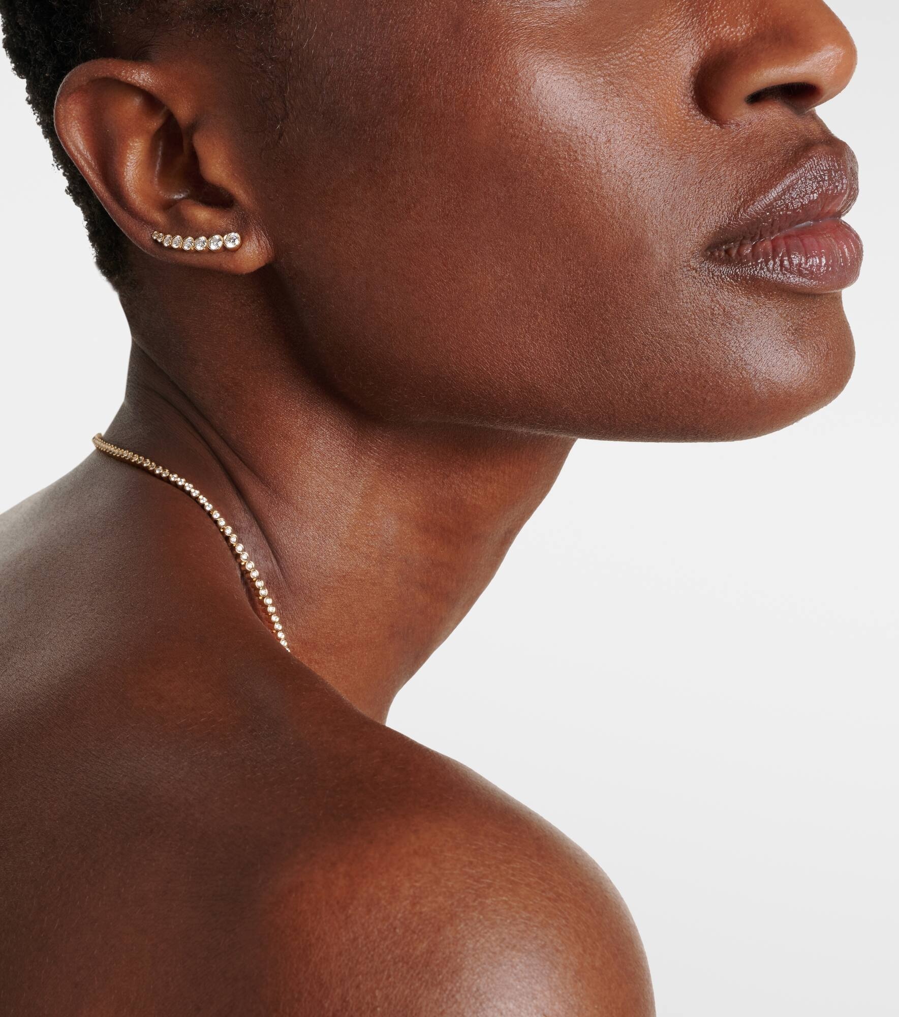 Croissant De Lune 18kt gold single earring with diamonds - 2
