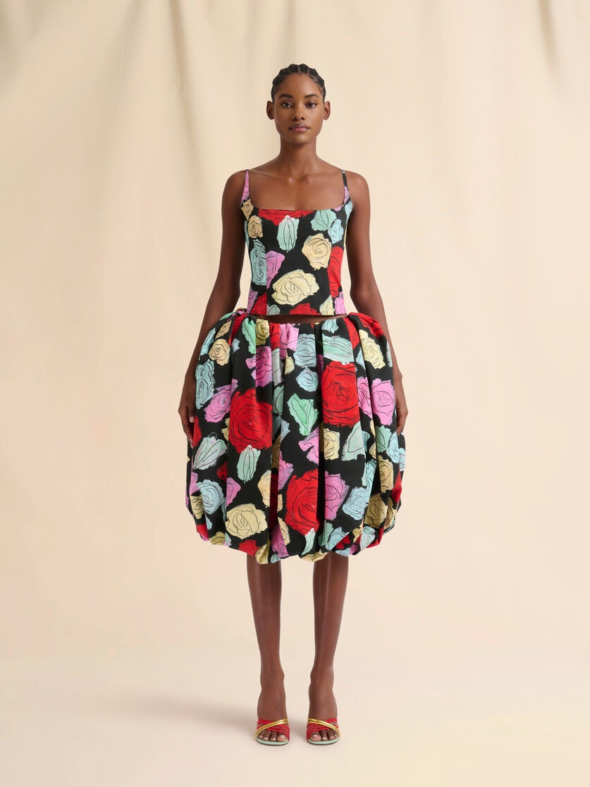 BLACK POPLIN BALLOON SKIRT WITH ORION PRINT - 2