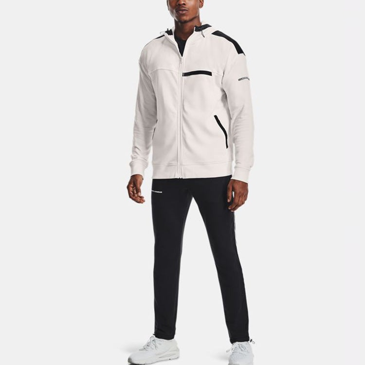 Men's Under Armour Rival Terry AMP Casual Sports Zipper Hooded Jacket White 1361595-112 - 3