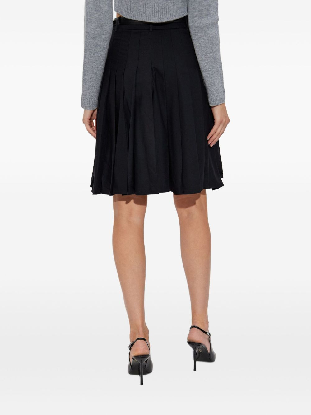 pleated belted midi skirt - 4