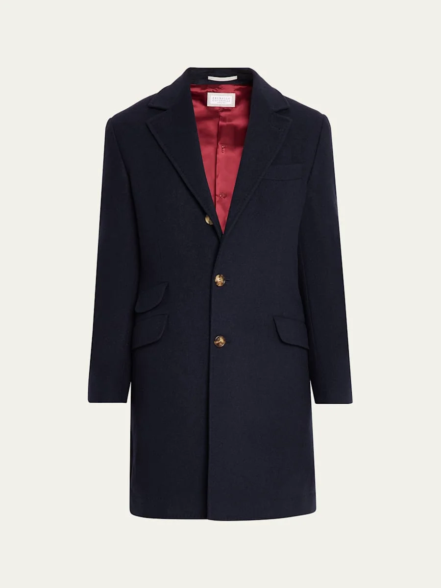 Men's Cashmere Single-Breasted Topcoat - 1