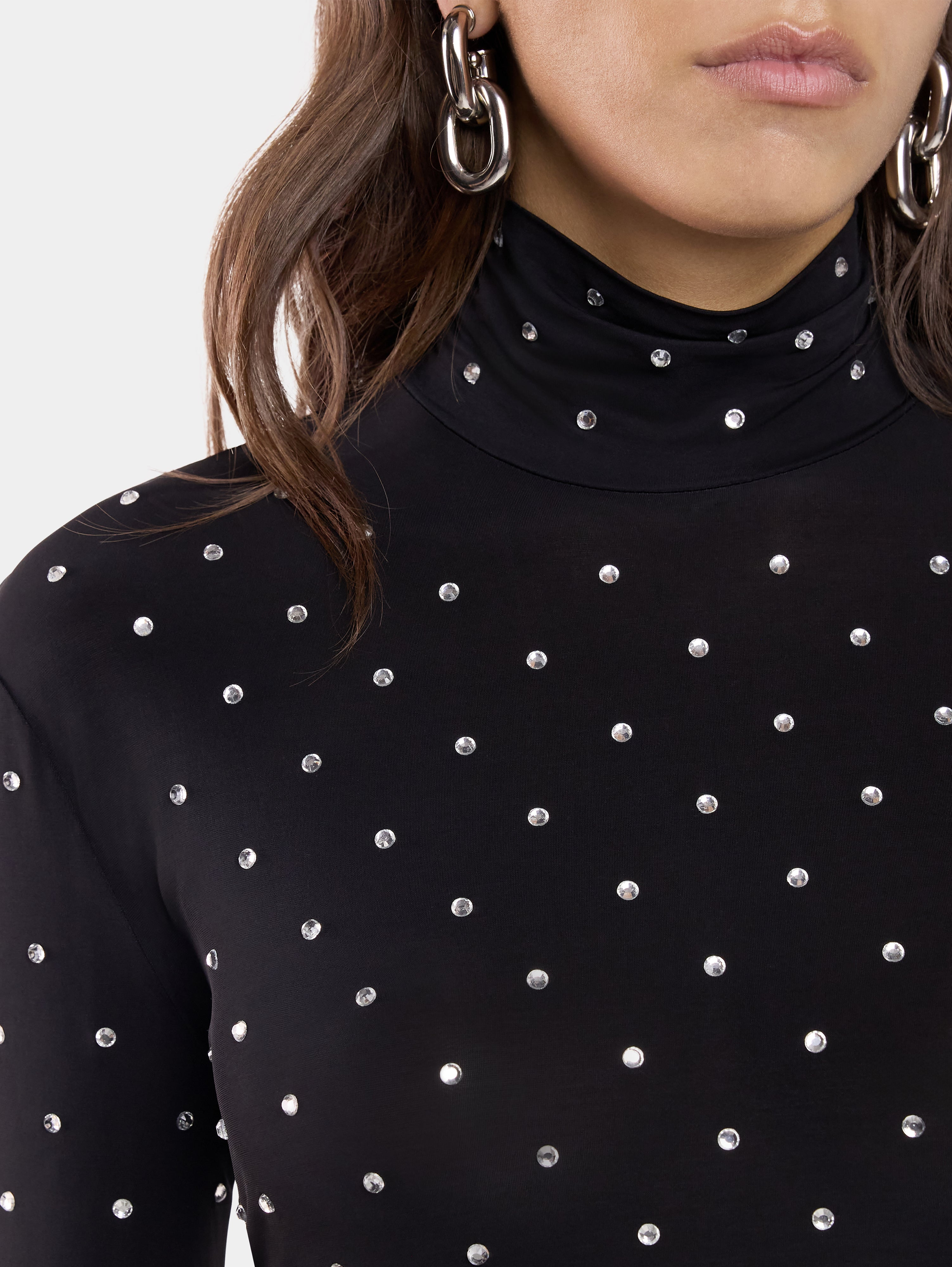 BLACK CRYSTAL-EMBELLISHED TOP IN SECOND-SKIN JERSEY - 6