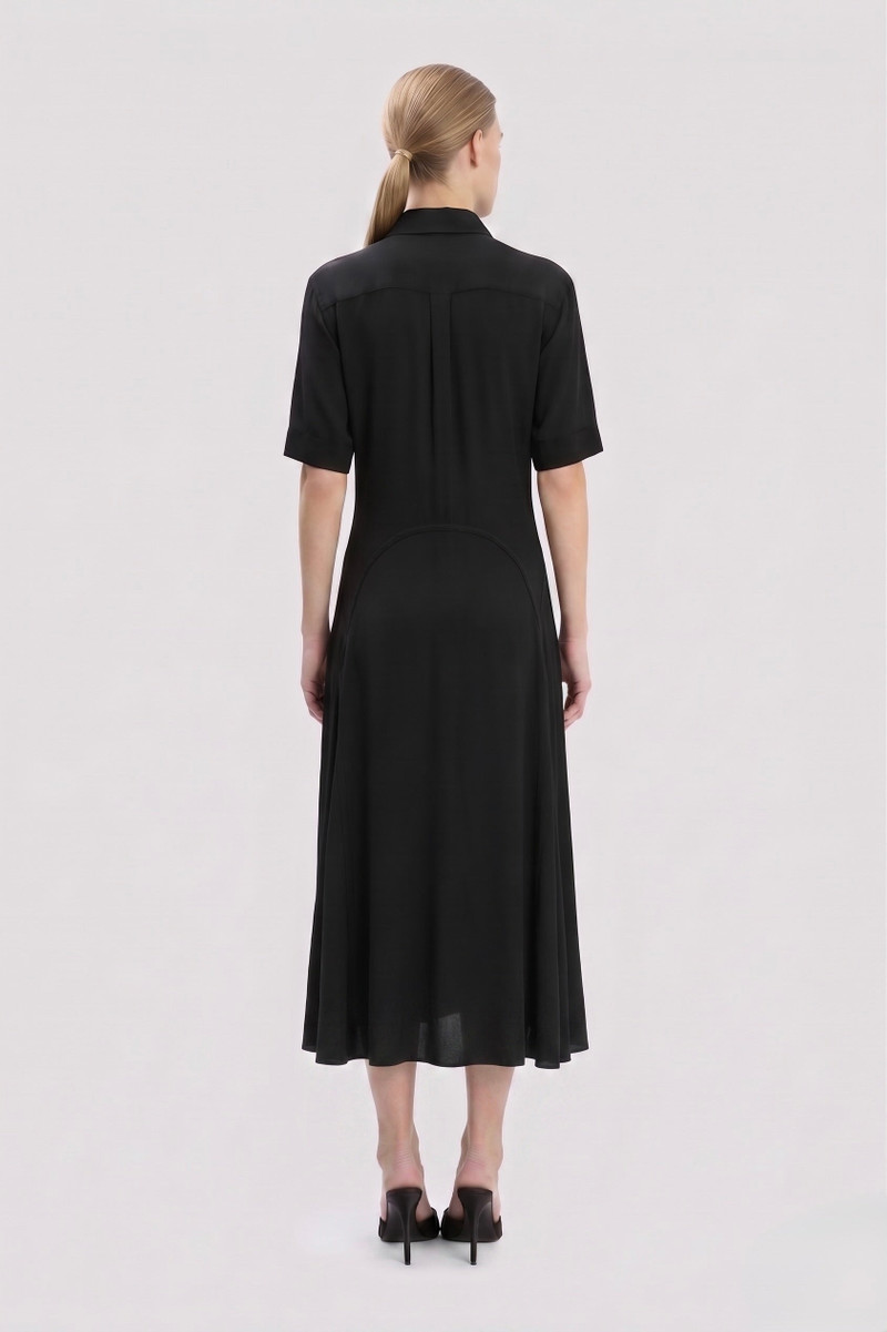 Panelled Midi Dress In Black 4