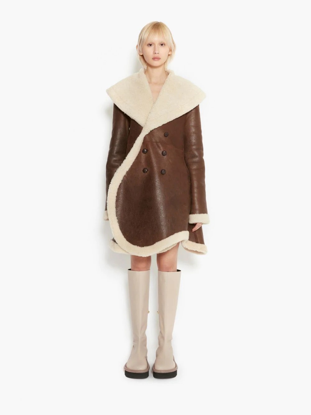 BUMPER-TUBE SHEARLING PEACOAT - 5