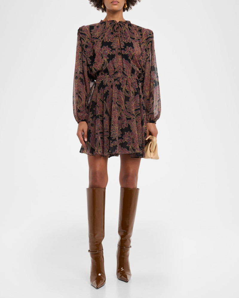 MISA Studded Flora Lilly Long-Sleeve Mini Dress outlook